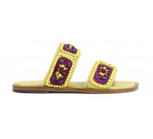 Crochet and beads two-bands sandal F0817888-0241 Outlet Online Shop